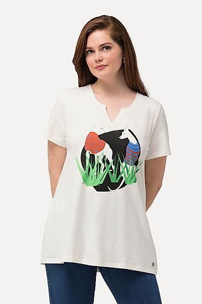 Ulla Popken T-Shirt T-Shirt Wildhund A-Linie günstig online kaufen