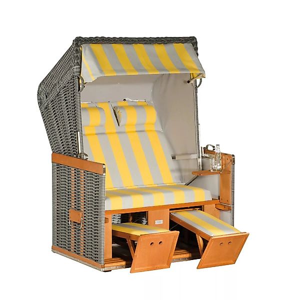 Natur24 Strandkorb Konsul Halbliegemodell 2-Sitzer Gelb günstig online kaufen