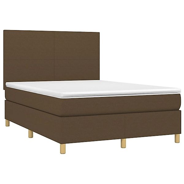 vidaXL Boxspringbett mit Matratze & LED Dunkelbraun 140x200 cm Stoff 313528 günstig online kaufen