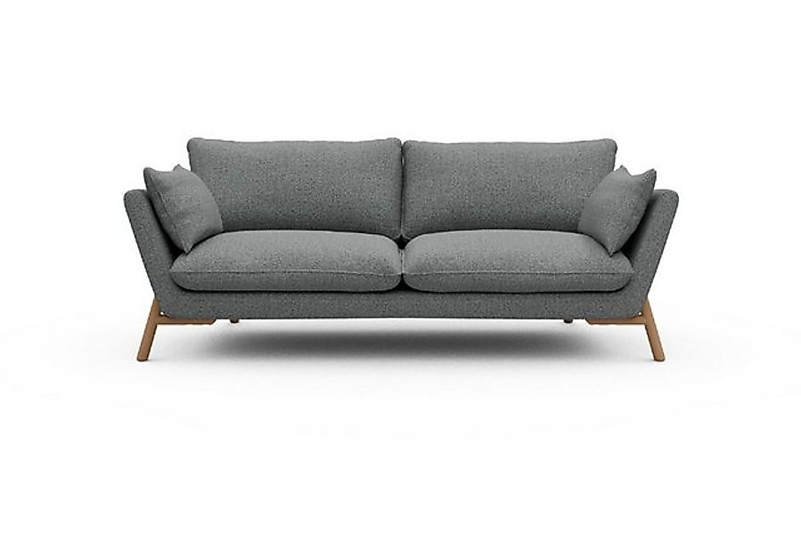 moebelfaktor Sofa Emil 3-Sitzer Beinfarbe Eiche Natur, schräg gestellte Arm günstig online kaufen