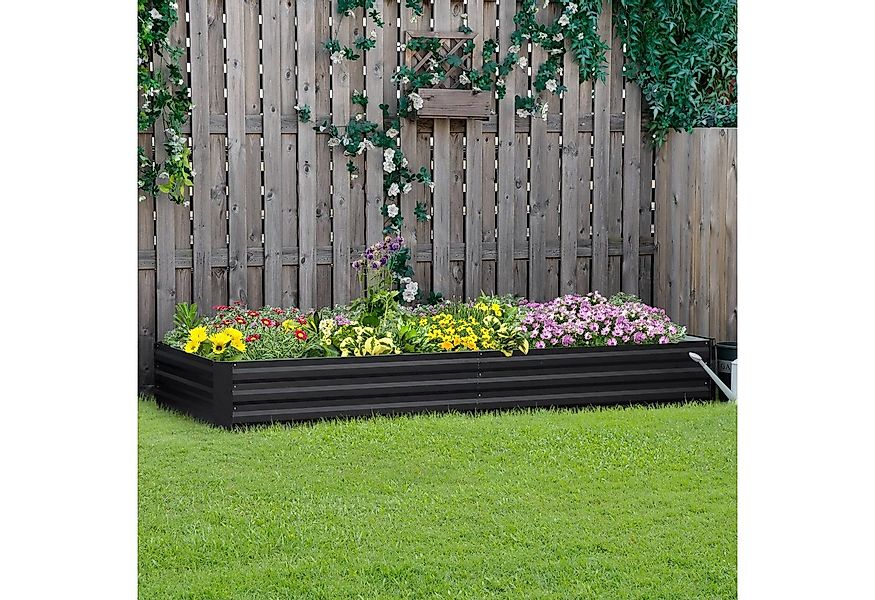 Outsunny Hochbeet aus Stahl, Blumenbeet, Gemüsebeet, Kräuterbeet (Pflanzküb günstig online kaufen