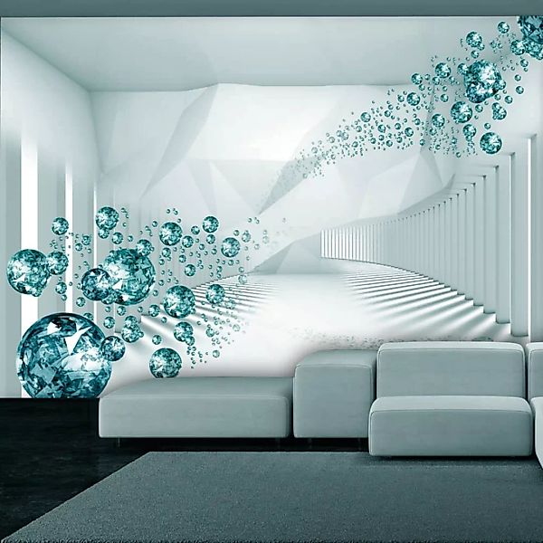 Selbstklebende Fototapete - Diamond Corridor (Turquoise) günstig online kaufen