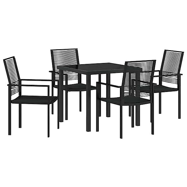 vidaXL 5-Teiliges Garten-Esstisch-Set in Schwarz aus PVC-Rattan 3379164 günstig online kaufen