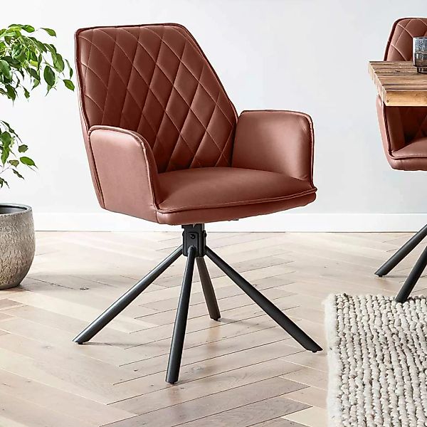 Wohnzimmer Stuhl Set modern in Cognac Braun Schwarz (2er Set) günstig online kaufen
