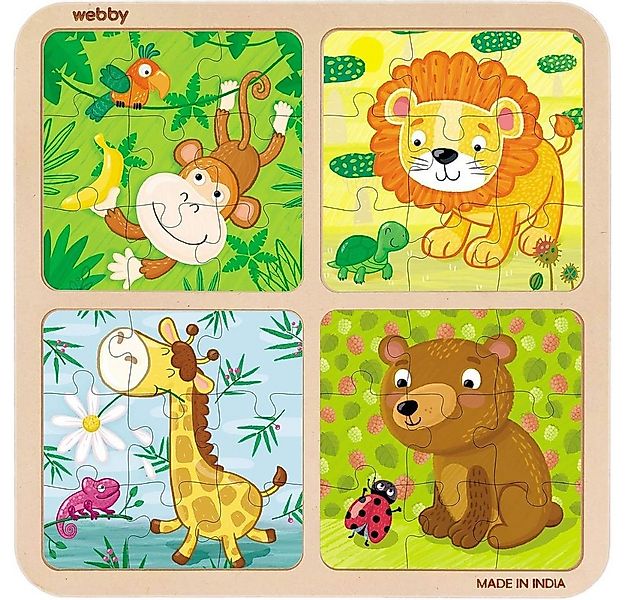 Webby Toys Puzzle 4-in-1 Holzpuzzle – 36 Teile – Lernspiel für Kleinkinder, günstig online kaufen