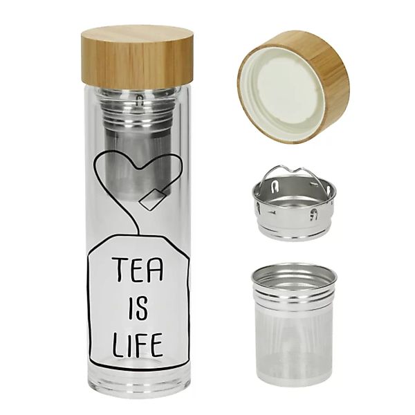 Glasflasche Mit Teeeinsatz - Dekorativer Deckel Und Neoprenhülle 0,45 l günstig online kaufen