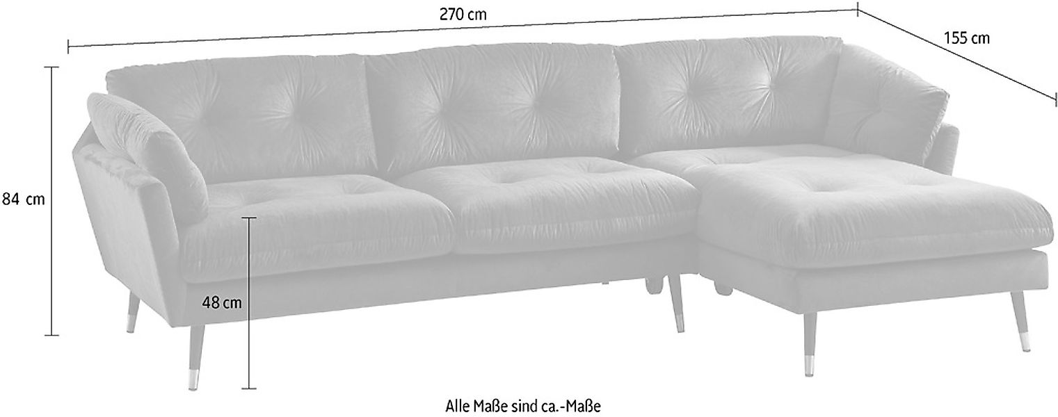 Trends by HG Ecksofa "Japan L-Form", mit Fuß in Holz-Metallkombination, Rec günstig online kaufen