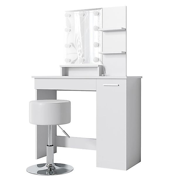 Vicco Schminktisch Julia Weiß 90 cm mit LED Beleuchtung und Hocker günstig online kaufen