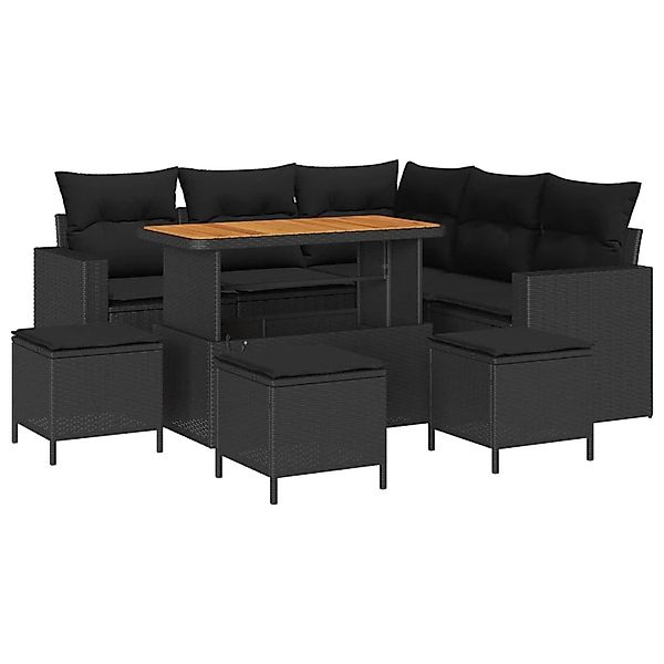 vidaXL Gartensofa-Set mit Kissen 10 Stk Schwarz Poly-Rattan 3363569 günstig online kaufen