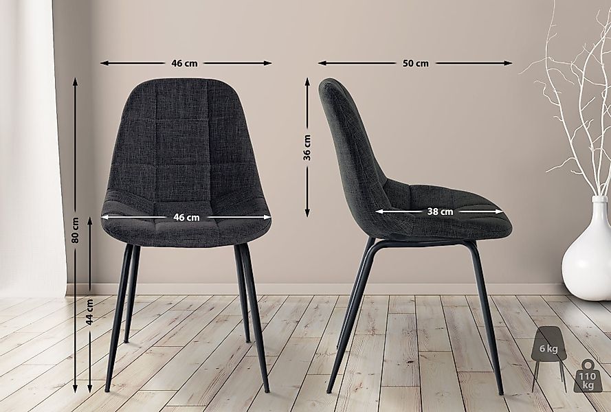 CLP Esszimmerstuhl Tom (2er Set), Stoff- günstig online kaufen