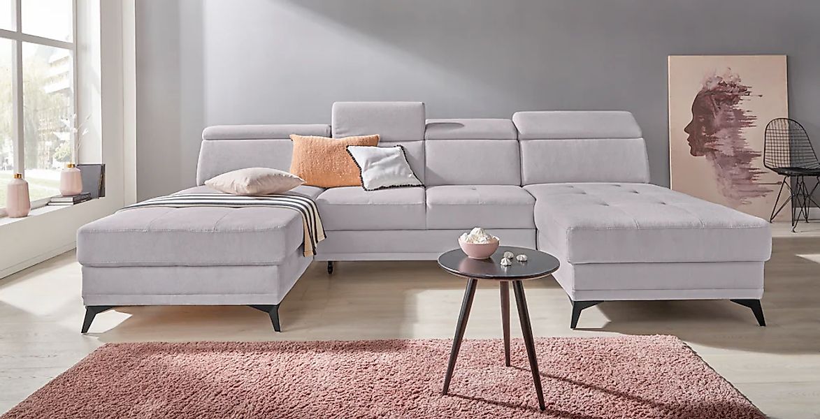 Home affaire Wohnlandschaft "Cardiz U-Form" inkl.Kopfteilverstellung und Fe günstig online kaufen