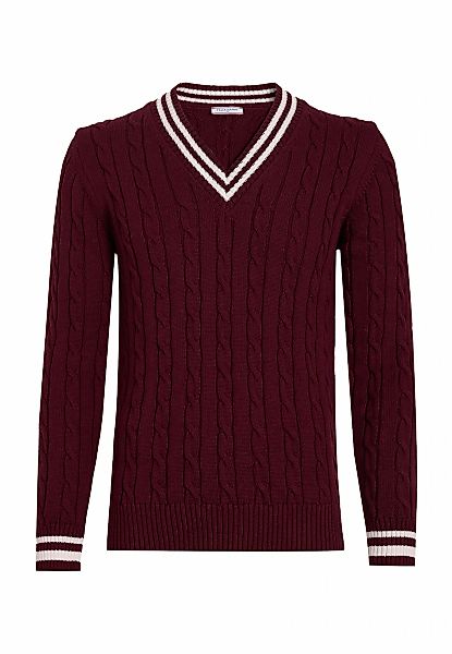 Felix Hardy V-Ausschnitt-Pullover "Basic-Pullover mit V-Ausschnitt und Zopf günstig online kaufen