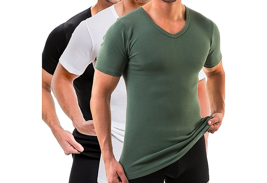 HERMKO Unterziehshirt 4880 (Pack, 3er) kurzarm Shirt V-Neck, 100 % Bio-Baum günstig online kaufen