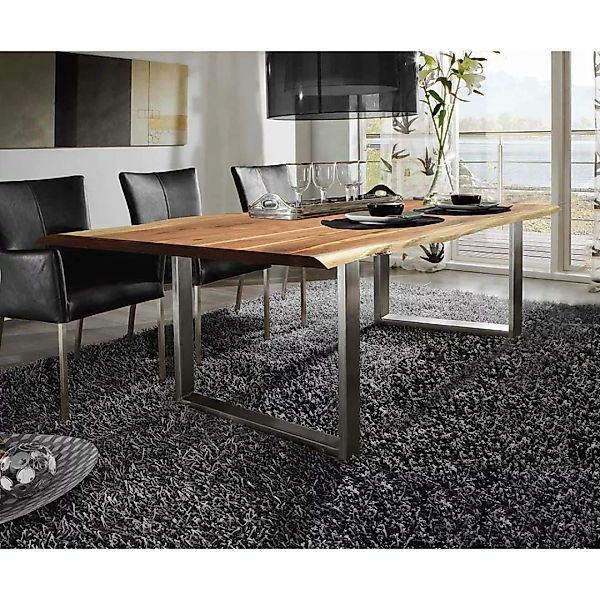 Moderner Baumkantentisch aus Akazie Massivholz Eisen günstig online kaufen