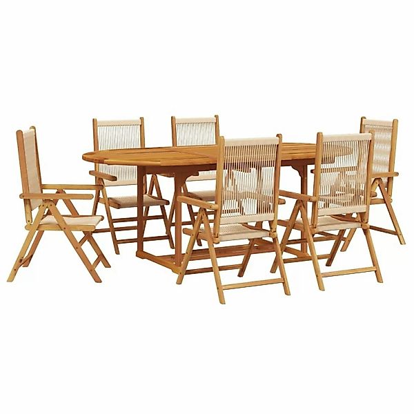 vidaXL 7-tlg Garten-Essgruppe Polypropylen und Massivholz Beige Modell 1 günstig online kaufen