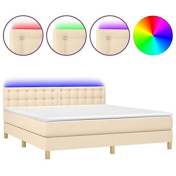 vidaXL Boxspringbett Boxspringbett mit Matratze LED Creme 160x200 cm Stoff günstig online kaufen