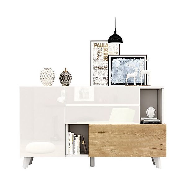 Gotagee Fächerschrank Hochglänzendes Sideboard Wohnzimmerschrank Anrichte L günstig online kaufen