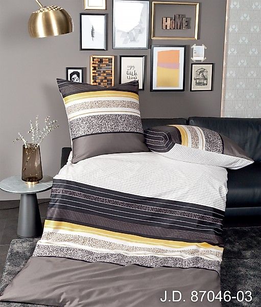 Janine Janine Mako-Satin Bettwäsche J.D. 87046 gelbgold braun schwarz Größe günstig online kaufen