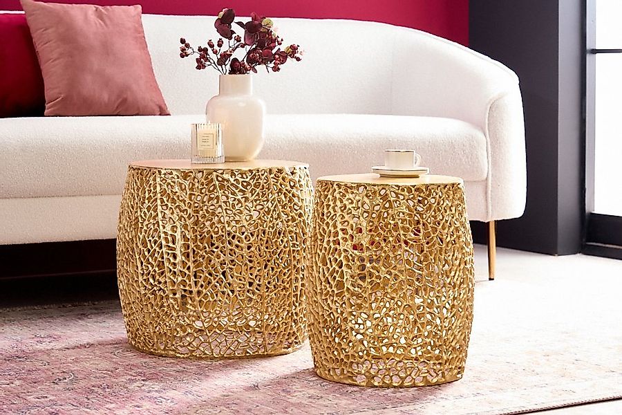 riess-ambiente Beistelltisch ABSTRACT LEAF Ø40cm / Ø30cm gold (Set, 2-St), günstig online kaufen