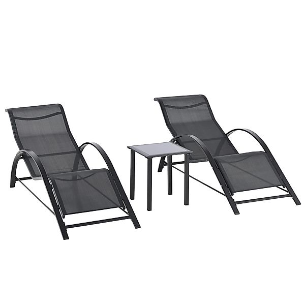 Outsunny Gartenliege Sonnenliege-Set mit Tisch, 2 Liegestühlen, Liege, 3 St günstig online kaufen