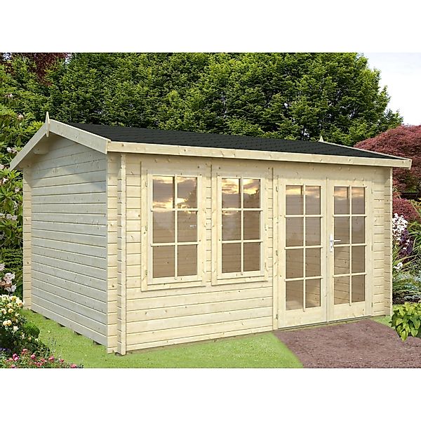 Palmako Iris Holz-Gartenhaus Natur Satteldach Unbehandelt 390 cm x 300 cm günstig online kaufen