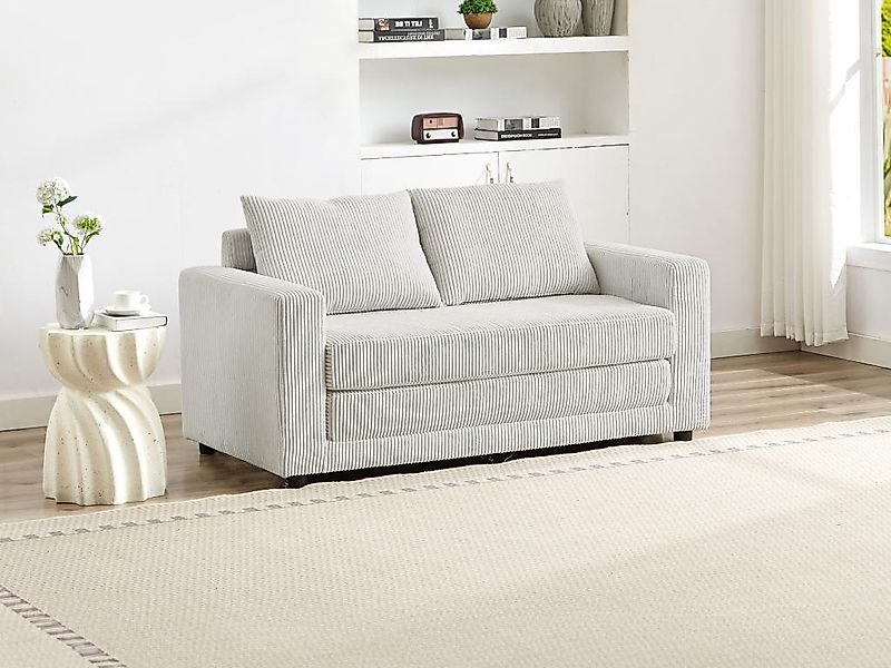 Sofa 2-Sitzer mit Schlaffunktion - Cord - Beige - MIRTO günstig online kaufen