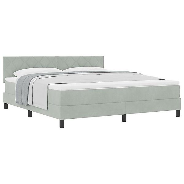 vidaXL Bett Boxspringbett mit Matratze Hellgrau Super King Samt (1-tlg) günstig online kaufen