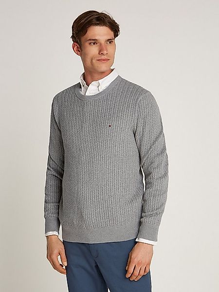 Tommy Hilfiger Strickpullover HERRINGBONE STRUCTURE C NK mit Zopfmuster günstig online kaufen