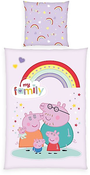 Peppa Pig Wendebettwäsche "Peppa Pig" 2 Stk. tlg. mit fröhlichem Design günstig online kaufen