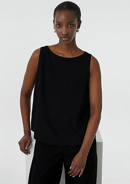 comma Blusentop Bluse Ärmelloses Leinenmix-Top mit U-Boot-Ausschnitt günstig online kaufen