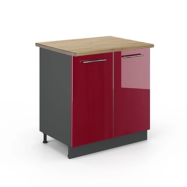 Vicco Spülenunterschrank Fame-Line Bordeaux Hochglanz/Anthrazit 80 cm mit R günstig online kaufen
