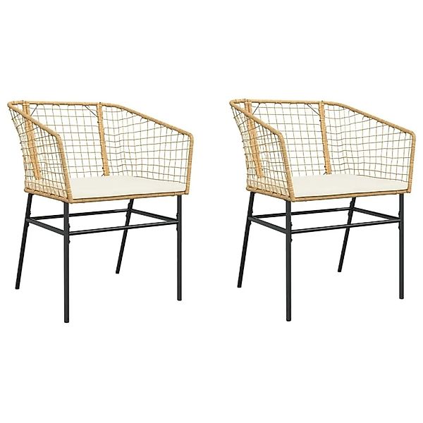 vidaXL Gartenstühle 2 Stk mit Kissen Braun Poly Rattan 369101 günstig online kaufen