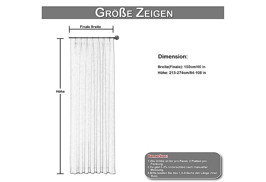 BTTO V&G Gardine Vorhänge Transparenter Gardinen,Leinenvorhang mit Quetschf günstig online kaufen