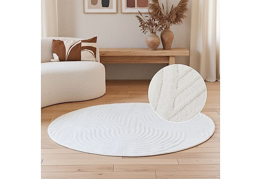 Tapiso Teppich HYGGE, rund, Höhe: 9 mm, Wohnzimmer, Schlafzimmer, pflegelei günstig online kaufen