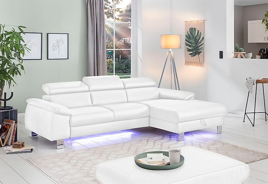 COTTA Ecksofa "Komaris L-Form, B: 244 cm" mit Kopfteilverstellung, optional günstig online kaufen