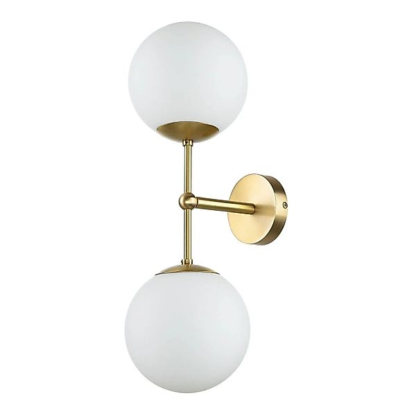 Licht-Erlebnisse Wandlampe Messing Glas 50 cm Hoch E14 2-Flammig Kugel Schi günstig online kaufen
