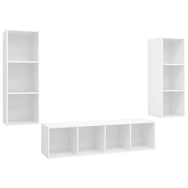 furnicato TV-Schrank 3-tlg. TV-Schrank-Set Weiß Holzwerkstoff (1-St) günstig online kaufen