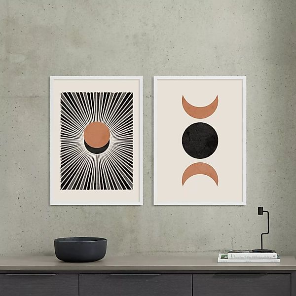 N Minet 'Sunset Moonrise' 2 x gerahmte Kunstdrucke (A2) - MADE.com günstig online kaufen