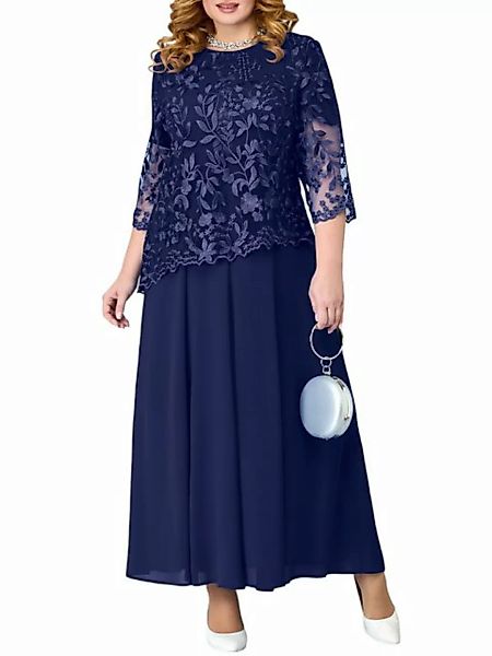 PYL Cocktailkleid Damen Elegant Übergröße Midi 2-in-1-Kleid mit 1/2 Mesh Är günstig online kaufen