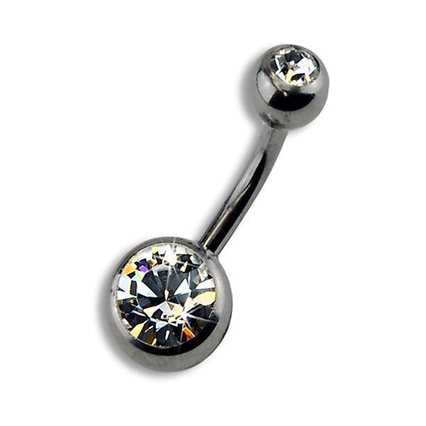 Zeeme Bauchnabelpiercing Titan silberfarben Kristall weiß günstig online kaufen