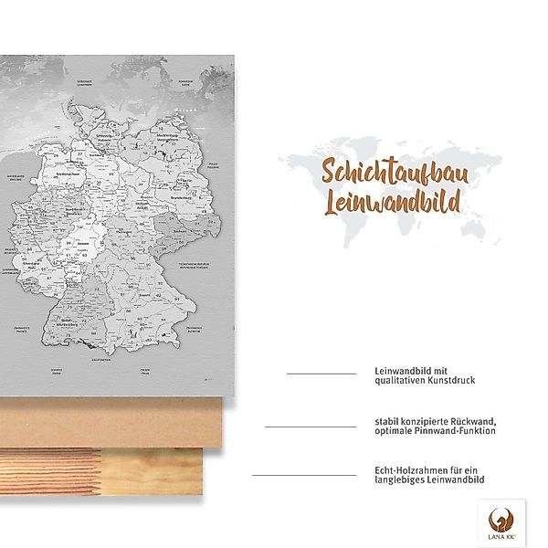 LANA KK Leinwandbild Deutschlandkarte Pinnwand zum günstig online kaufen