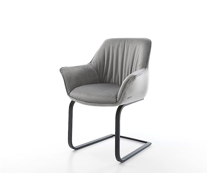 DELIFE Polsterstuhl Keila-Flex, mit Armlehnen Freischwinger flach Edelstahl günstig online kaufen