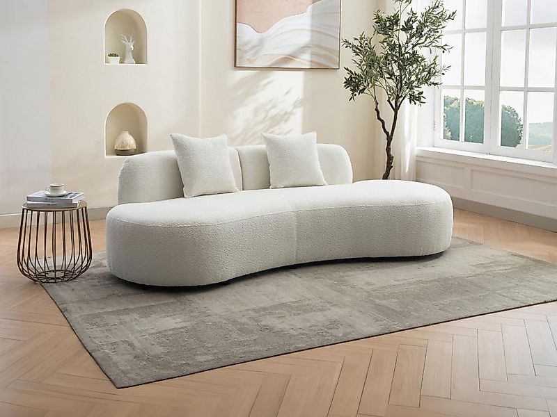 Sofa 3-Sitzer - Bouclé-Stoff - Weiß - BASILIANA günstig online kaufen