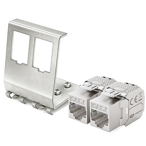 hb-digital Hutschienenadapter 2 Port  mit CAT 7 Keystone Modul RJ45 günstig online kaufen