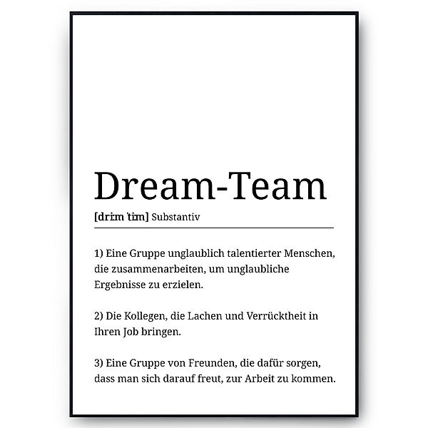 Tigerlino Poster Dream-Team Definition Mitarbeiter Geschenk günstig online kaufen