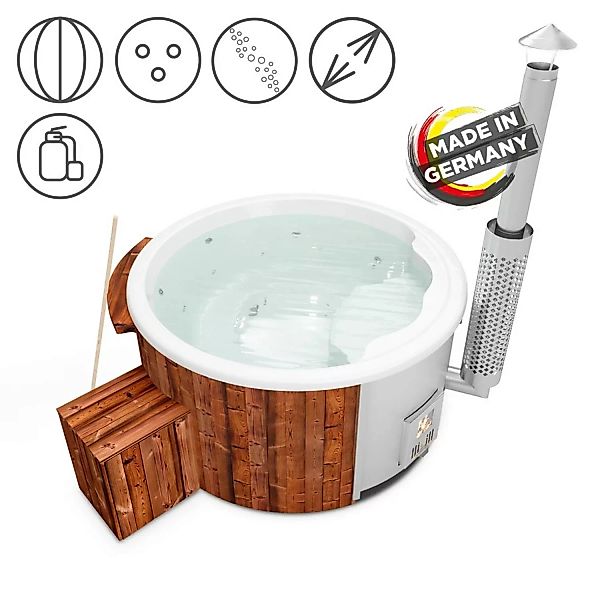Holzklusiv Hot Tub Saphir 180 Thermoholz Spa Deluxe Clean Wanne Weiß günstig online kaufen