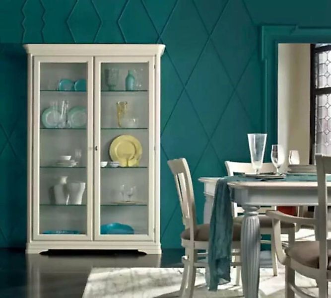 JVmoebel Vitrine Weiß Vitrine Holz Wohnzimmer Italienische Luxus Möbel (1-S günstig online kaufen