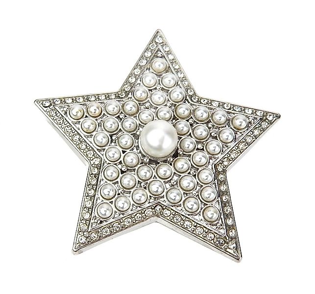 Ella Jonte Brosche, Stern silber Perlen Strass Magnetbrosche in Geschenktüt günstig online kaufen