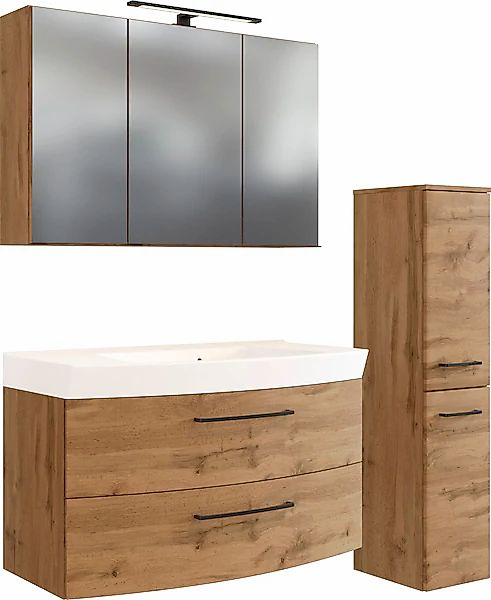 welltime Badmöbel-Set »Chicago« Spiegelschrank, Waschtisch, Midischrank, 3 günstig online kaufen