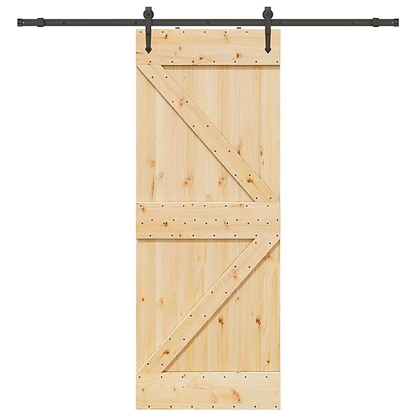 vidaXL Schiebetür mit Beschlag 80x210 cm Massivholz Kiefer 3332649 günstig online kaufen